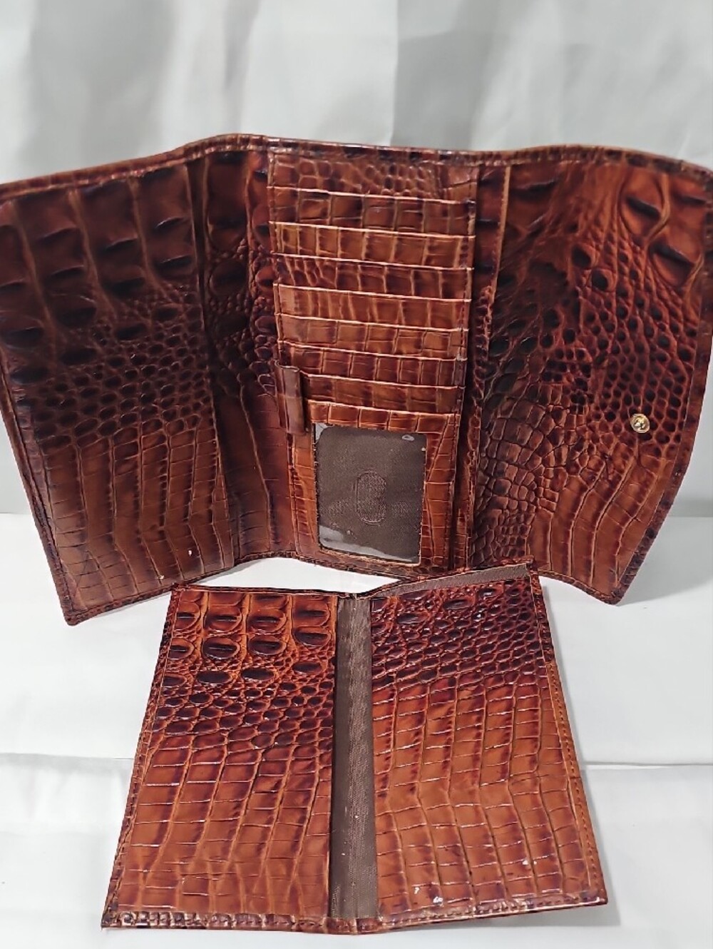 Brahmin Chestnut Croc-Embossed Leather Fold-Over Wallet - Picture 5 of 11